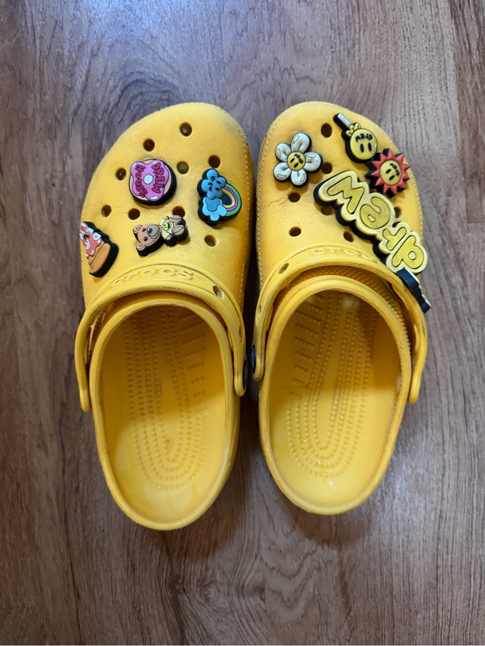 Yellow Crocs Shoes with Fun Charms